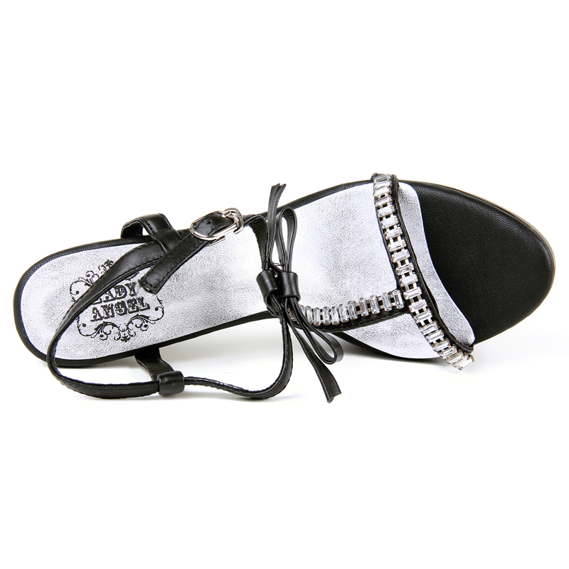 Ladyangel 2014春夏新款女鞋子 丁字式扣带细跟高跟凉鞋