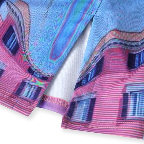天使之城 2014夏装新款 抽象印花短裙 开叉针织半身裙 女