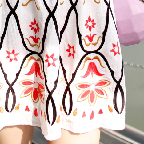 天使之城 2014夏装新款 抽褶绣花裙子修身吊带连衣裙