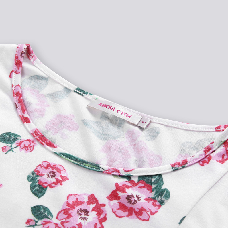 天使之城 2014夏装新款 印花拼接打底衫针织长袖T恤