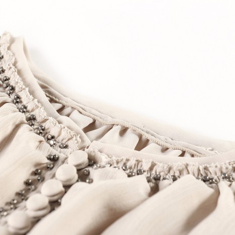 天使之城2015新款女夏装手工钉珠甜美宽松瑞丽短袖雪纺衫